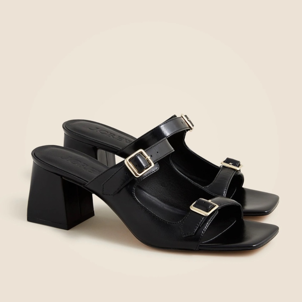 J. Crew Black Sandals with Silver Buckles